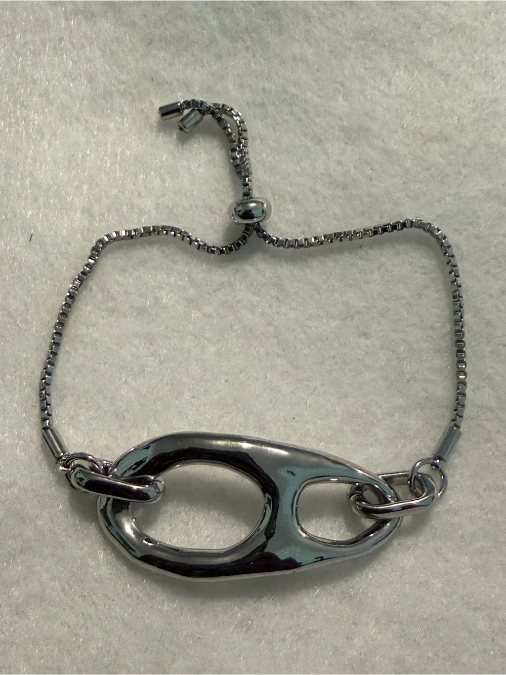 Polished Silver Chain Link Adjustable Bracelet